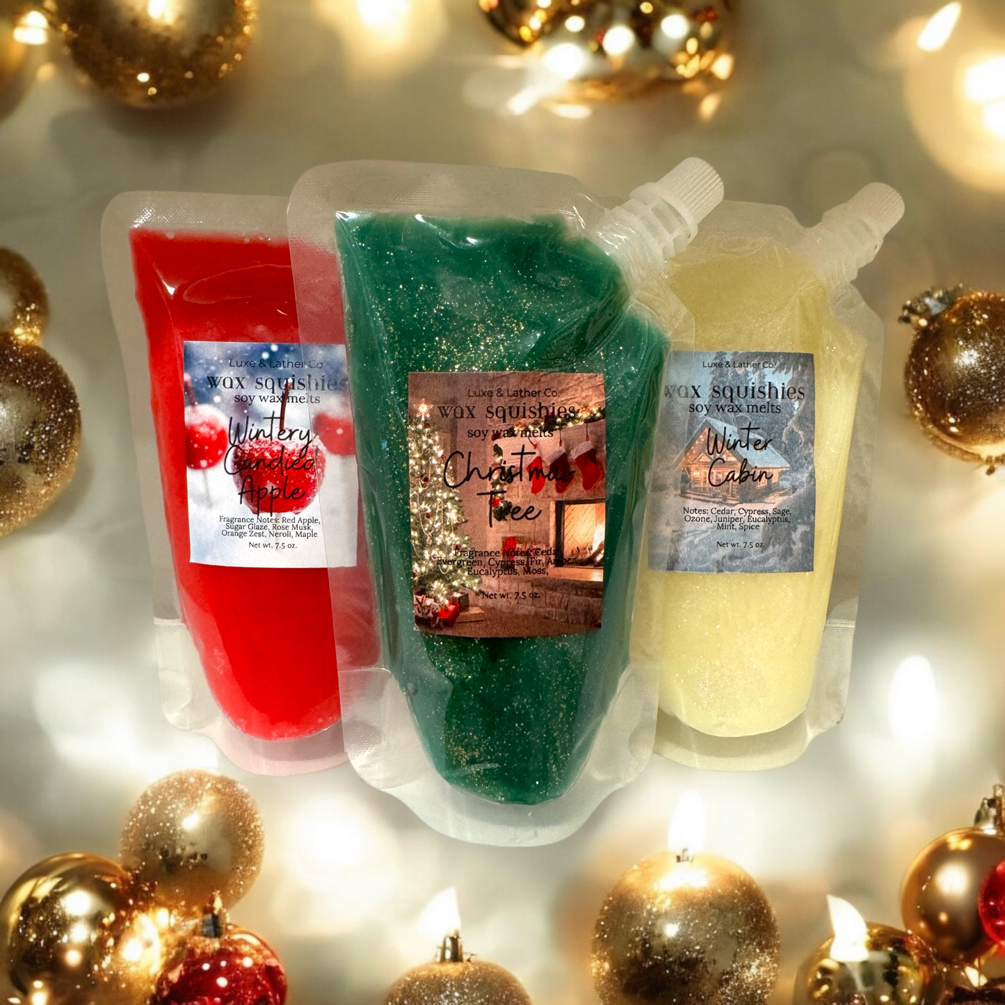 Winter Wax Squishies, SAMPLER BOXES Squeeze Wax, Highly Fragrant Soy Wax Melts