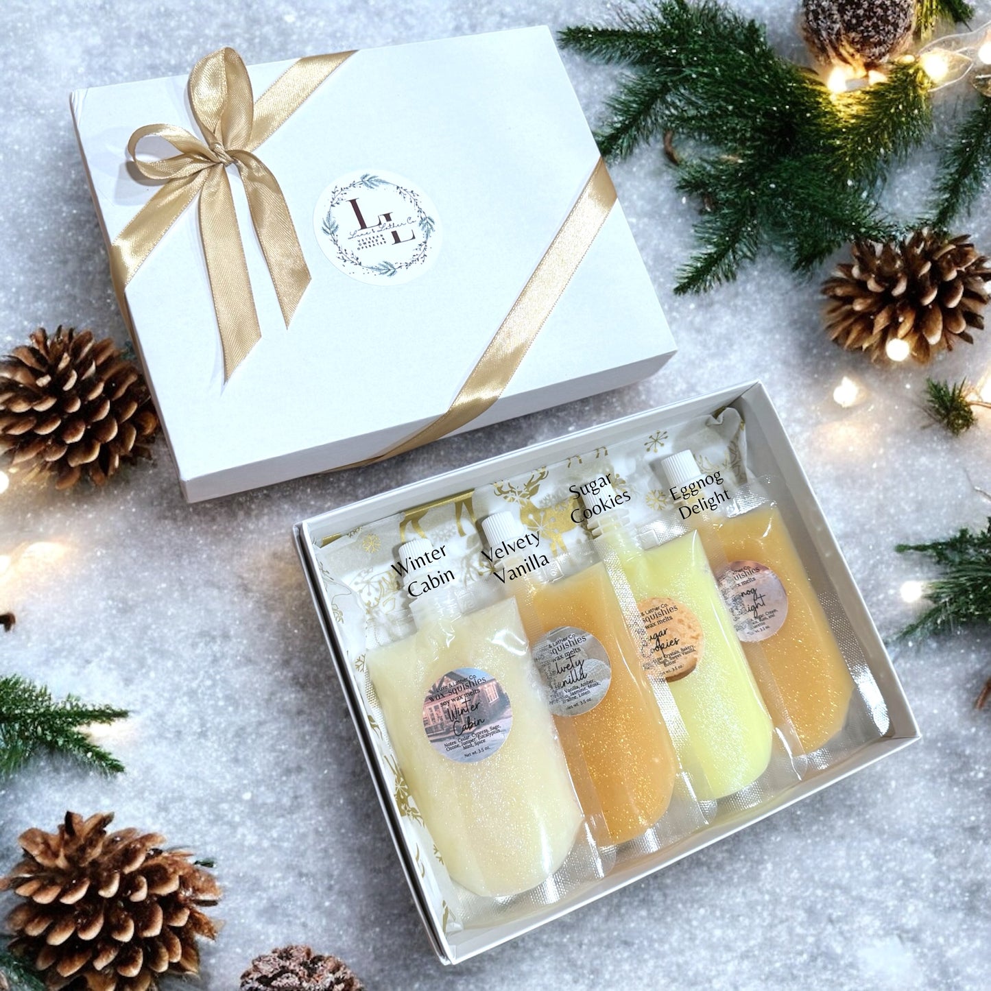 Winter Wax Squishies, SAMPLER BOXES Squeeze Wax, Highly Fragrant Soy Wax Melts