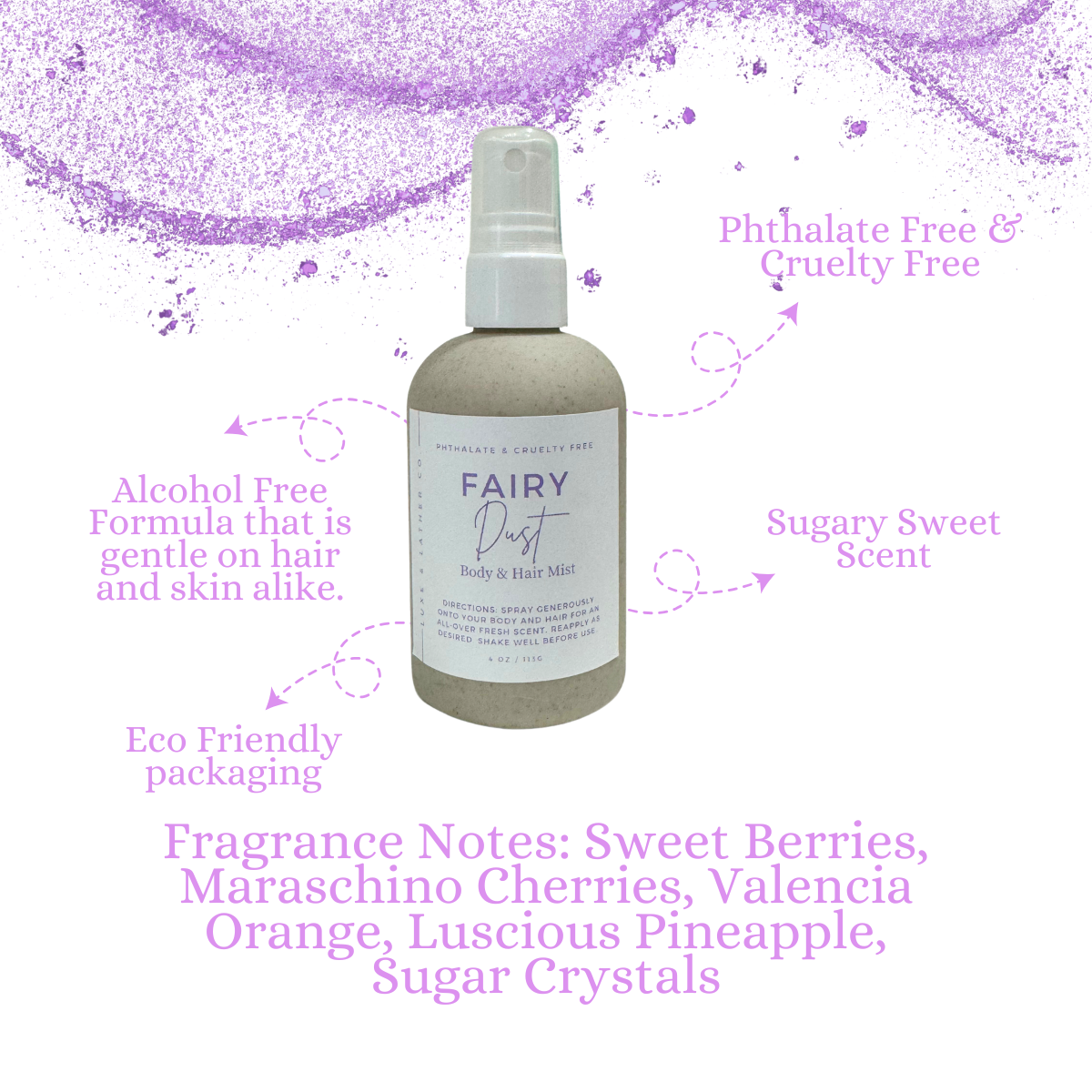 Moisturizing Body & Hair Mist, Moisturizing Body & Hair Fragrance, Cruelty Free, 4 oz