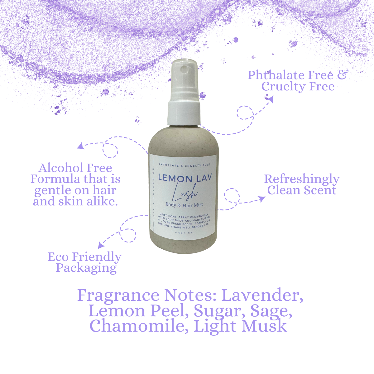 Moisturizing Body & Hair Mist, Moisturizing Body & Hair Fragrance, Cruelty Free, 4 oz