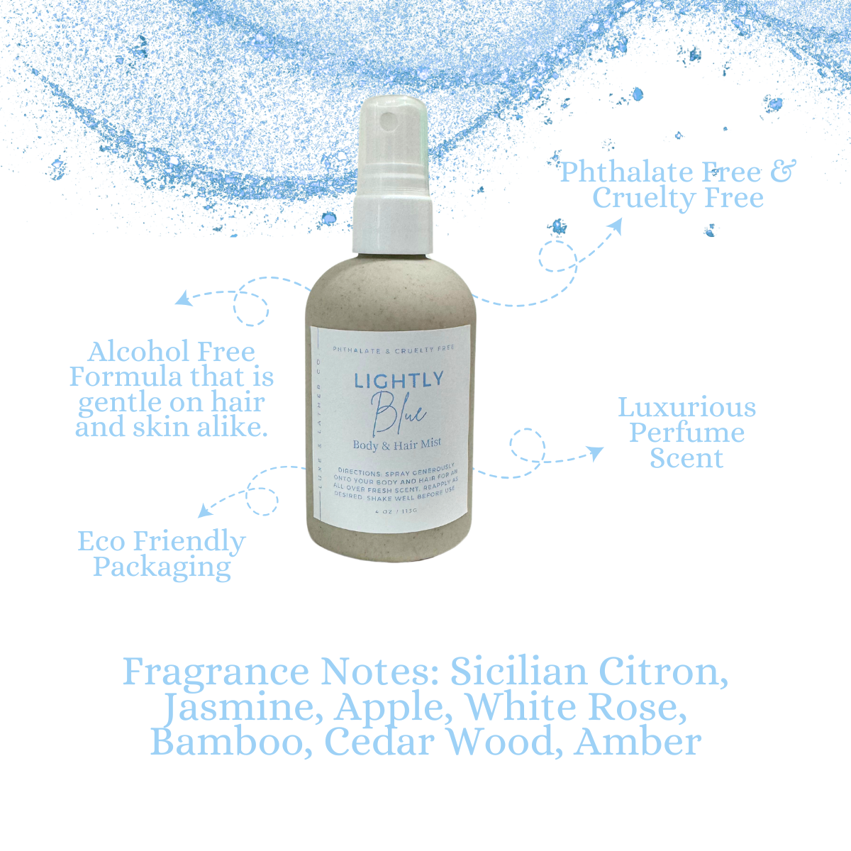 Moisturizing Body & Hair Mist, Moisturizing Body & Hair Fragrance, Cruelty Free, 4 oz