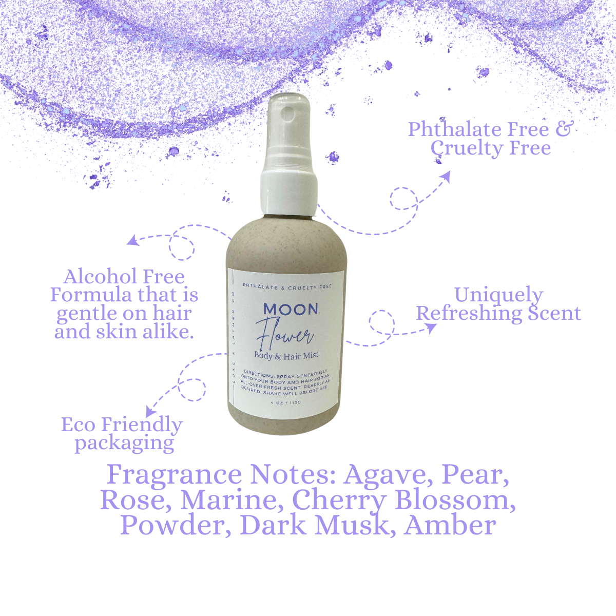 Moisturizing Body & Hair Mist, Moisturizing Body & Hair Fragrance, Cruelty Free, 4 oz