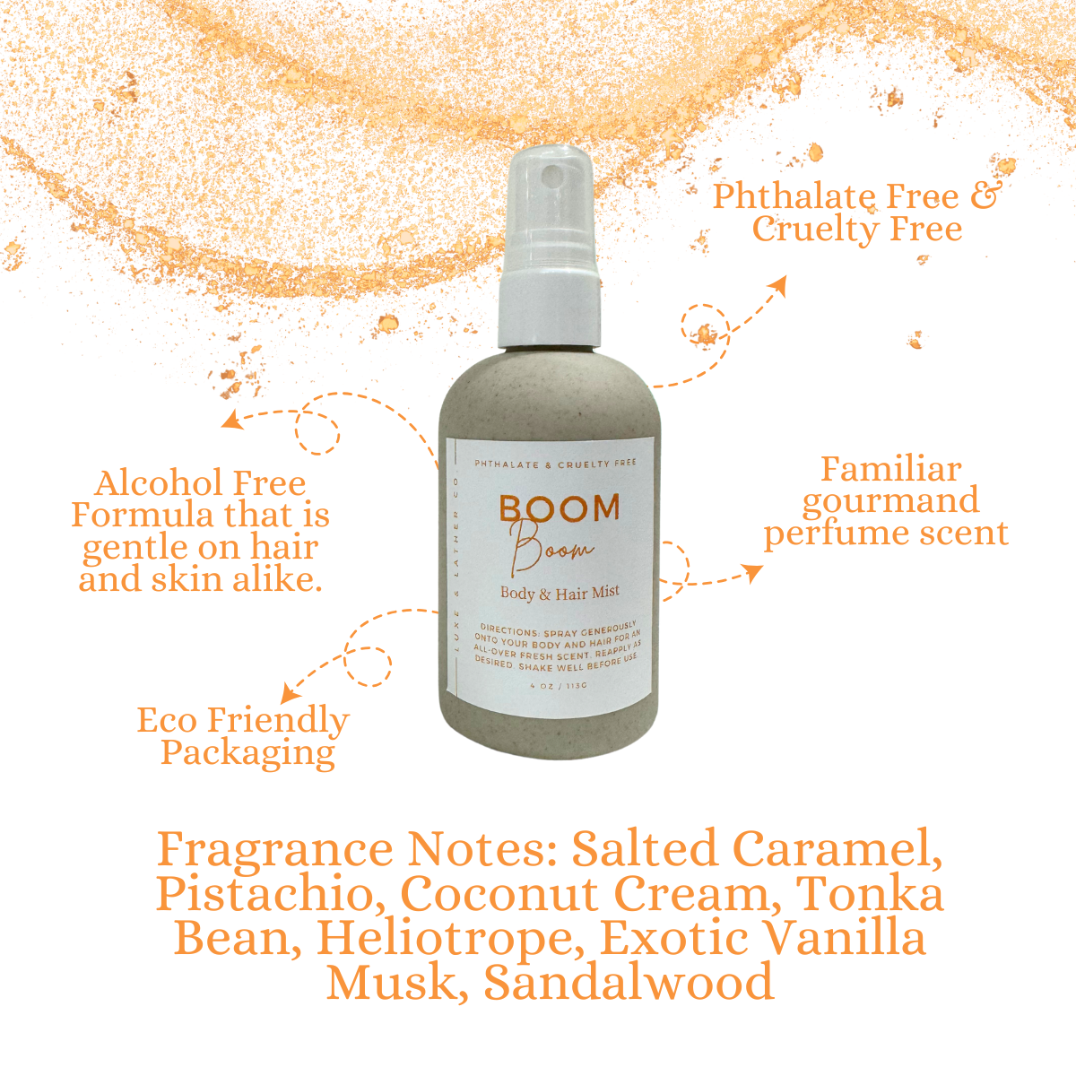 Moisturizing Body & Hair Mist, Moisturizing Body & Hair Fragrance, Cruelty Free, 4 oz