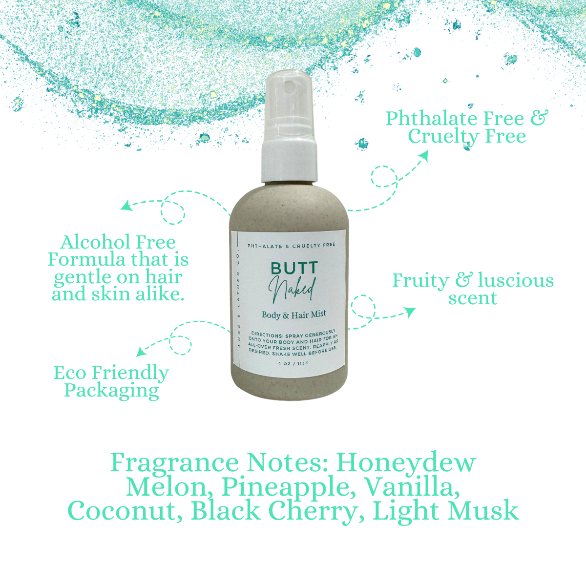Moisturizing Body & Hair Mist, Moisturizing Body & Hair Fragrance, Cruelty Free, 4 oz