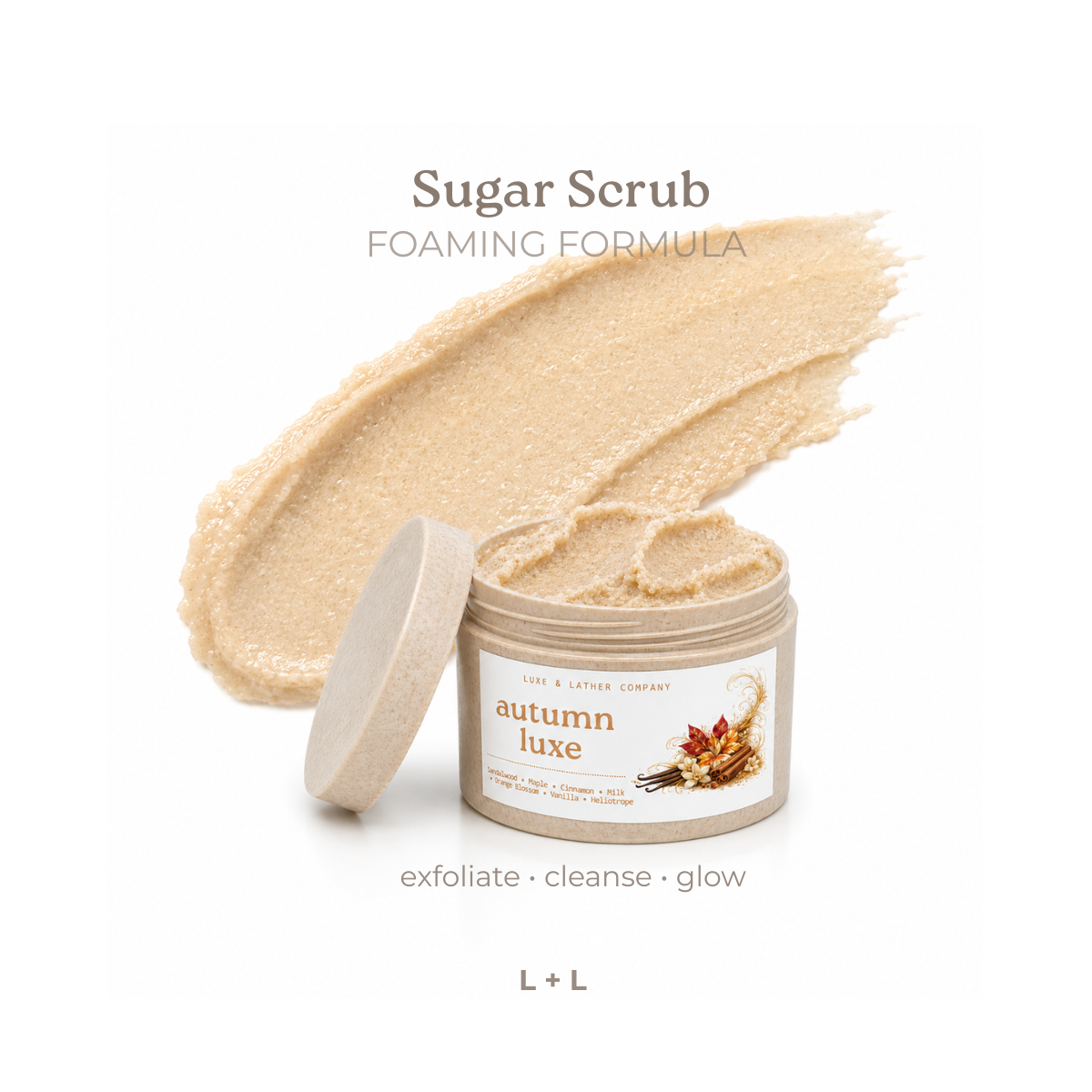 Whipped Sugar Scrub, Foaming Soapy Sugar Scrub, Exfoliating, Large 9.5 oz. Jar