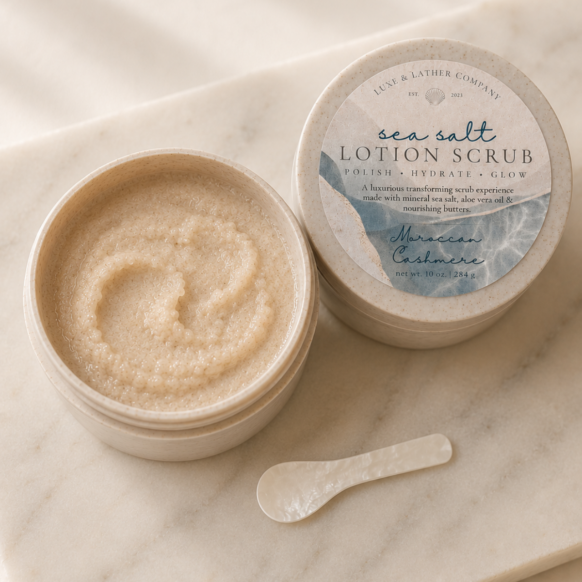 NEW! Sea Salt Lotion Scrub, Exfoliating Spa Experience