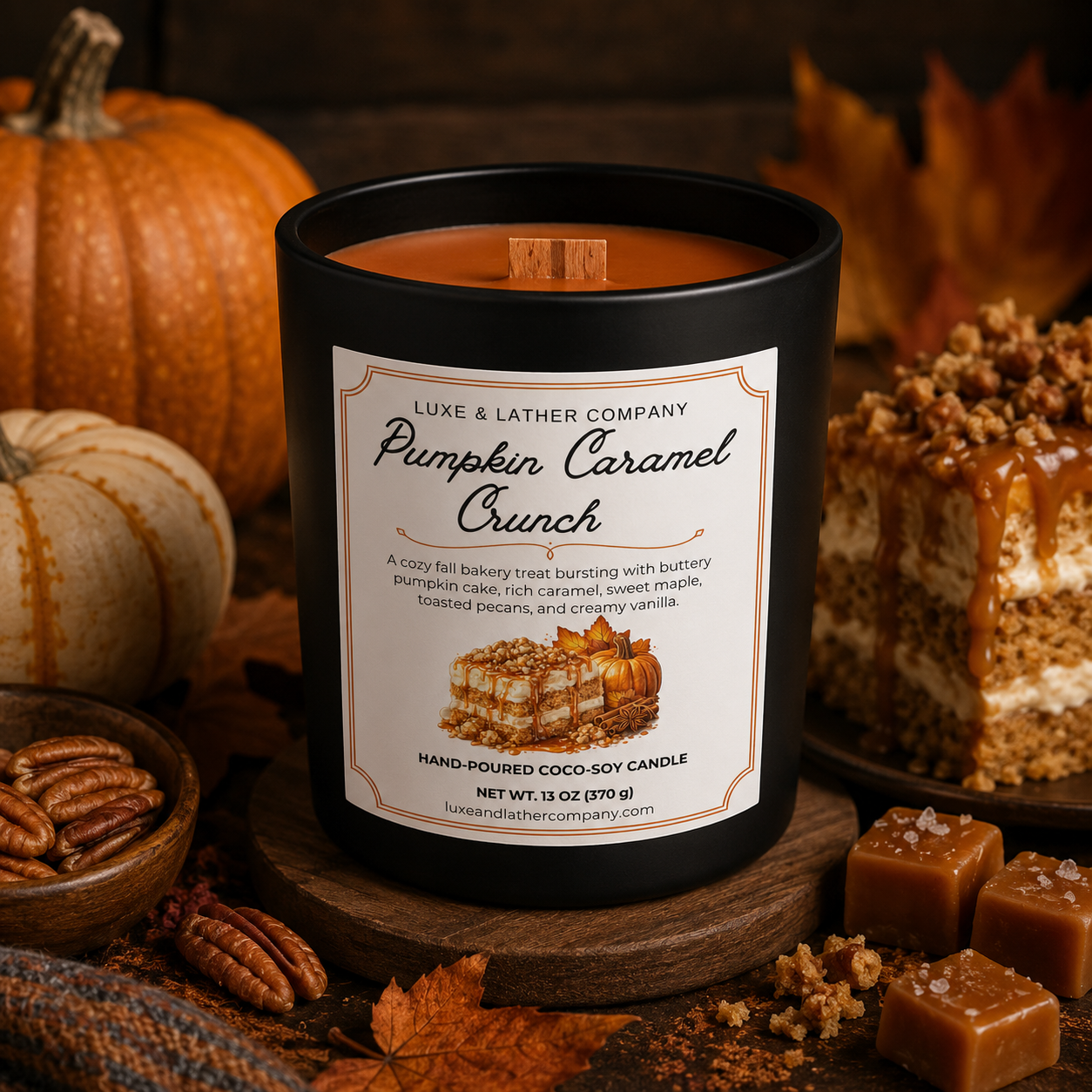 FALL CANDLES, XL Sized, 13 ounce, Woodwick Hand-Poured Coco-Soy Wax