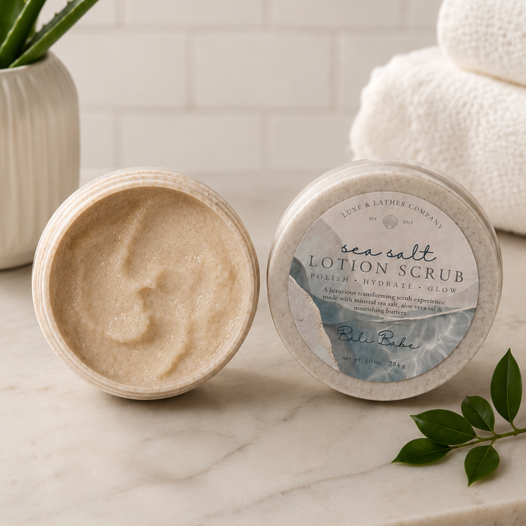 NEW! Sea Salt Lotion Scrub, Exfoliating Spa Experience