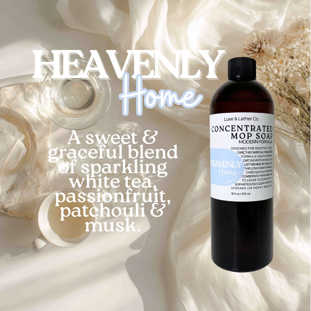 Luxe Mop Soap Floor Cleaner Concentrated Solution Scent Variety Low-Foam Quick-Drying Formula for Everyday Use