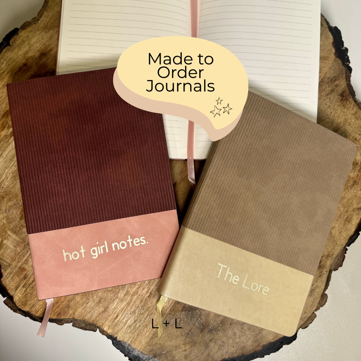 Personalized Journal | Custom Name & Wording Notebook | L+L
