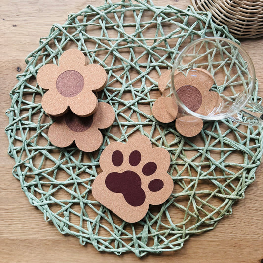 Cork Coasters, Heat Resistant, Washable Coasters, Design Variety