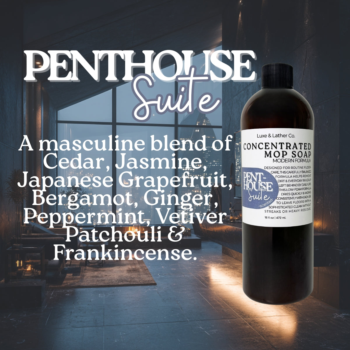 Luxe Mop Soap Floor Cleaner Concentrated Solution Scent Variety Low-Foam Quick-Drying Formula for Everyday Use