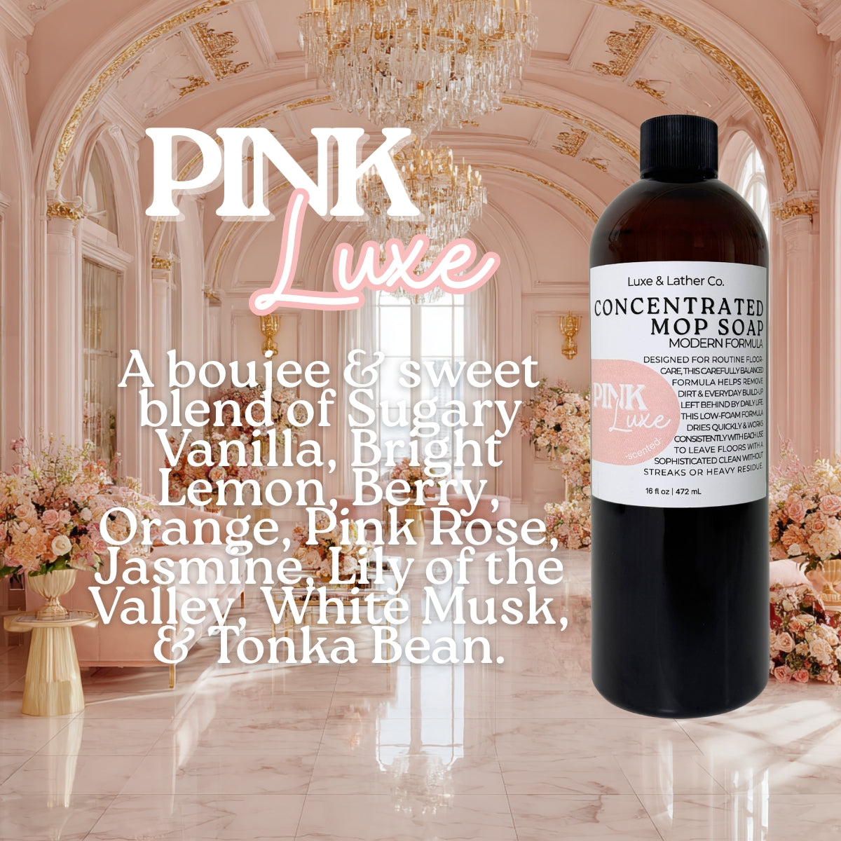 Luxe Mop Soap Floor Cleaner Concentrated Solution Scent Variety Low-Foam Quick-Drying Formula for Everyday Use