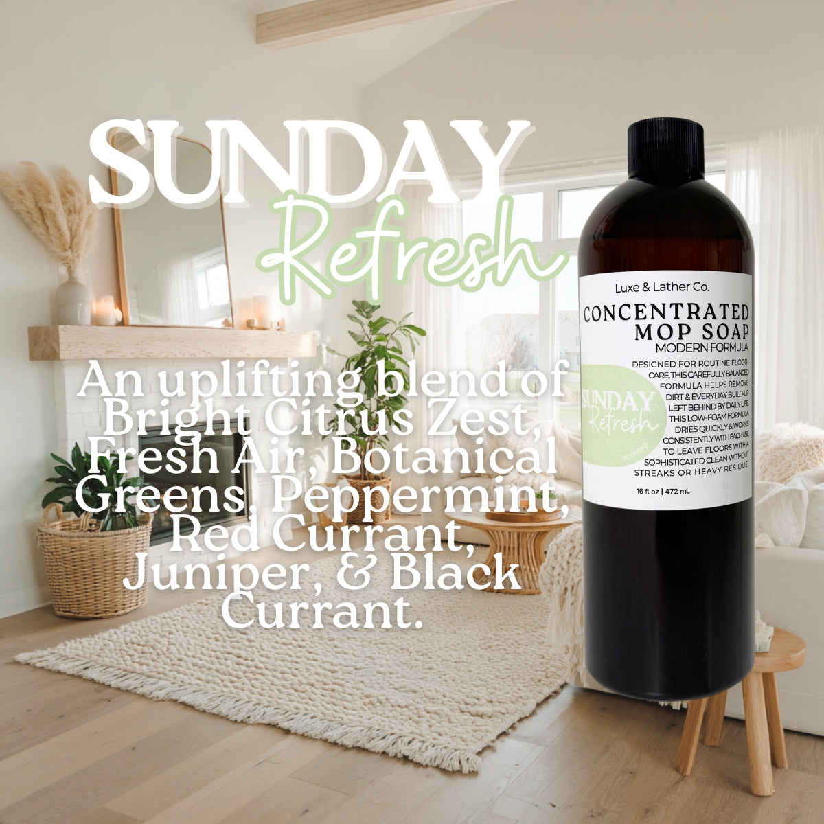 Luxe Mop Soap Floor Cleaner Concentrated Solution Scent Variety Low-Foam Quick-Drying Formula for Everyday Use