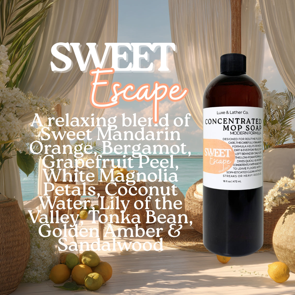 Luxe Mop Soap Floor Cleaner Concentrated Solution Scent Variety Low-Foam Quick-Drying Formula for Everyday Use